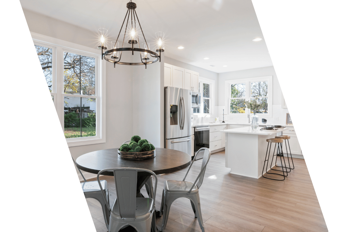 newly remodeled kitchen with white color painted